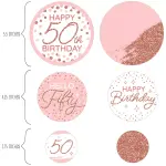 Big Dot of Happiness 27-Count 50th Pink Rose Gold Birthday Giant Circle Confetti