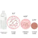 Big Dot of Happiness 27-Count 50th Pink Rose Gold Birthday Giant Circle Confetti