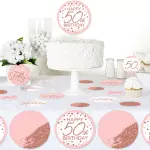 Big Dot of Happiness 27-Count 50th Pink Rose Gold Birthday Giant Circle Confetti