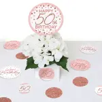 Big Dot of Happiness 27-Count 50th Pink Rose Gold Birthday Giant Circle Confetti