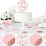 Big Dot of Happiness 27-Count 30th Pink Rose Gold Birthday Giant Circle Confetti