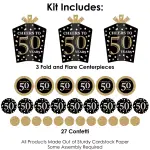 Big Dot of Happiness 30-Set Adult 50th Birthday - Gold Terrific Table Centerpiece Kit