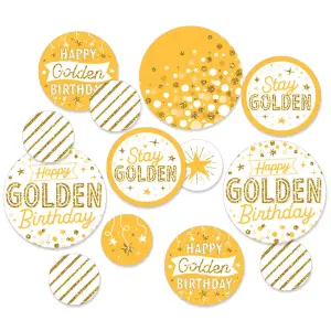 Big Dot of Happiness 27-Count Golden Birthday Giant Circle Confetti