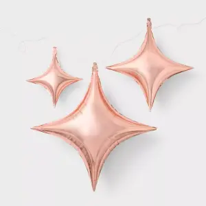 Spritz3-Count Rose Gold Quadrangle Star Foil Balloons