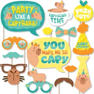 Big Dot of Happiness 20-Count Capy Birthday - Capybara Party Photo Booth Props Kit