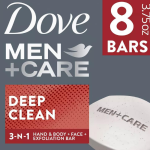 Dove Men+Care 3-in-1 Deep Clean Hand & Body + Face + Exfoliation Bar Soap - 3.75oz/8pk