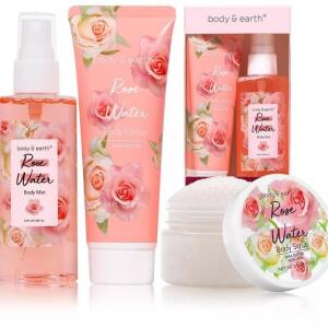 Body & Earth 3pc Rose Body Care Gift Set