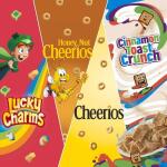 General Mills Breakfast Cereal Variety Pack, Lucky Charms, Cinnamon Toast Crunch, and Cheerios Varieties, Single Serve Snacks, 9.14 oz (8 Pouches)