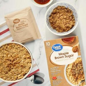 Great Value Maple & Brown Sugar Instant Oatmeal, 1.51 oz, 10 Packets